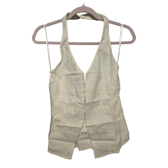 Urban Outfitters Sari Halter Vest Top Linen Blend Sz Small Neutral Cream - Picture 3 of 10